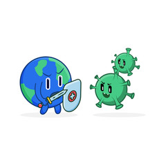 cute character vector earth fight with virus