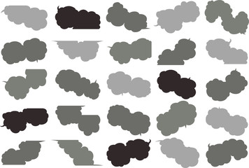 Cute cartoon Cloudy cloud speech bubble connected sideways set