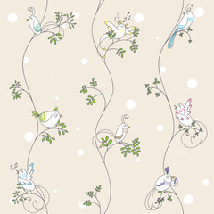 A cute animal with floral seamless pattern