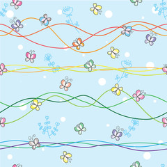 A cute animal with floral seamless pattern