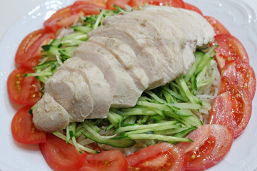 蒸し鶏のサラダ風