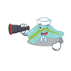 A cartoon picture of pancreas Sailor using binocular