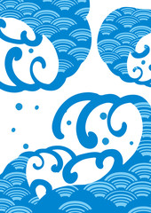 海イメージの波柄