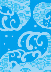 海イメージの波柄