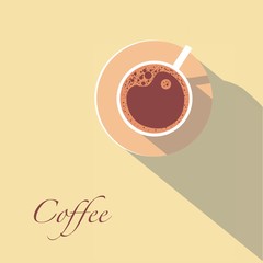 Coffee cup top view flat illustration 