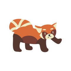 Cute Cartoon red panda, Vector illustration red panda on a white background. Drawing for children
