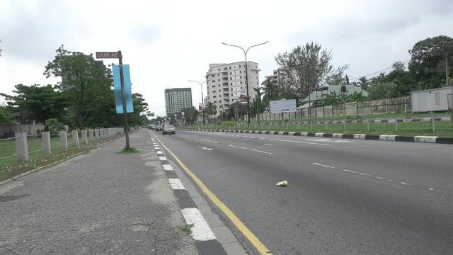 This is a more or less empty Lagos road during the lockdown. This road is usually a beehive of activity because it is one of the Central Business District of Lagos, Nigeria.