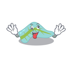 A mascot design of pancreas having a funny crazy face