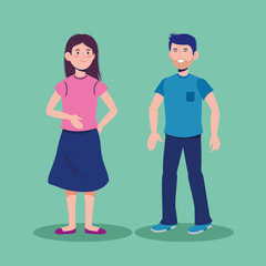 happy man and girl talking with casual clothes