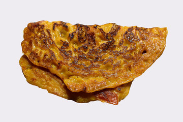North Indian veg food paratha on white background