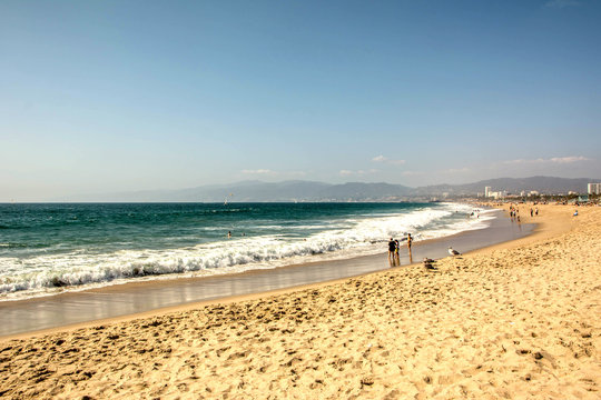 Beach in California. Santa Monica and Venice Beach. Summer vacations.