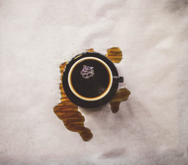 cup of coffee spilled