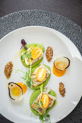 Grilled white fish with green purée