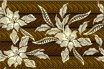 Indonesian batik motifs with very distinctive plant patterns,Vector