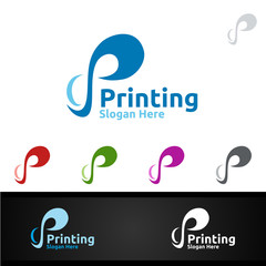 Infinity P Printing Company Vector Logo Design for Media, Retail, Advertising, Newspaper or Book Concept