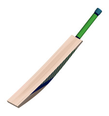 cricket bat in realistic style on a white background. Summer team sports. Vector on a white background