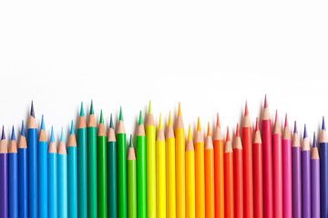 Color pencils isolated on white background.Close up.