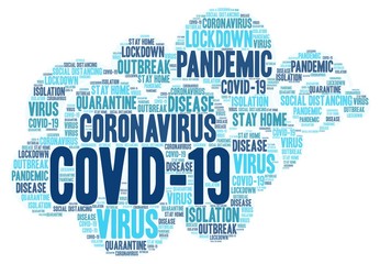 Obraz premium Covid 19- We are all in this Together - Word Cloud Image