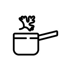 cooking in ladle of coriander icon vector. cooking in ladle of coriander sign. isolated contour symbol illustration