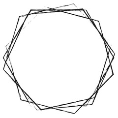 Polygon figure drawn in pencil on a white background. Vector illustration. Stock Photo.