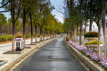 walkway in the modern city