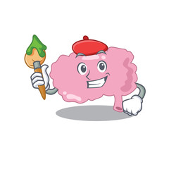 An artistic brain artist mascot design paint using a brush