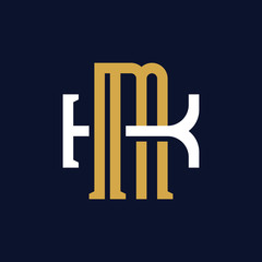 Initial Letter MK KM Monogram Logo Design