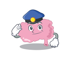 Police officer cartoon drawing of brain wearing a blue hat