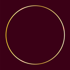 Golden circle on a burgundy background. Vector illustration. Stock Photo.