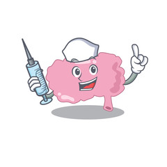 Brain humble nurse mascot design with a syringe