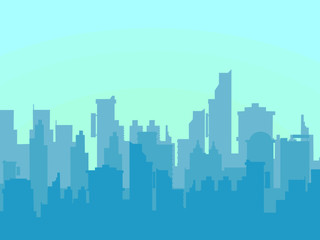 shadow of the Modern City skyline vector illustration.Daytime cityscape in flat style