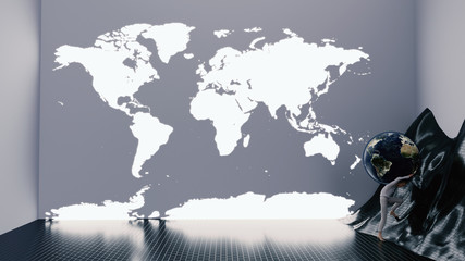 Office Worker Presentation World Map