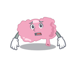 Cartoon design style of brain having worried face