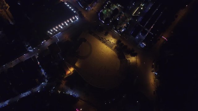 Aerial view of central square in Sa Pa Town, Vietnam