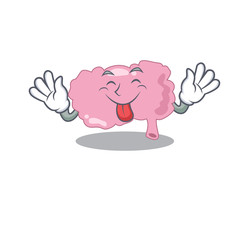 Funny brain cartoon design with tongue out face