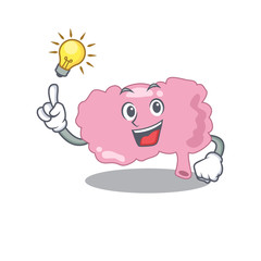 Mascot character of smart brain has an idea gesture