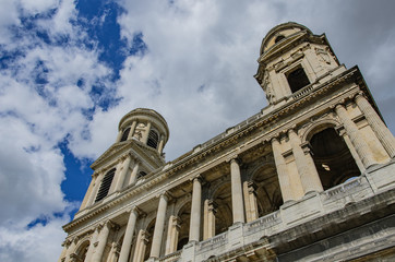 Facade of The Church of Saint-Sulpice, Paris, France.