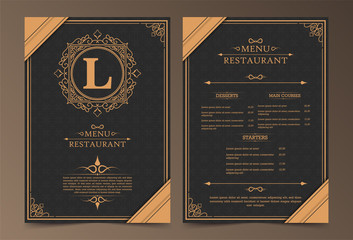 Menu Layout with Ornamental Elements.	