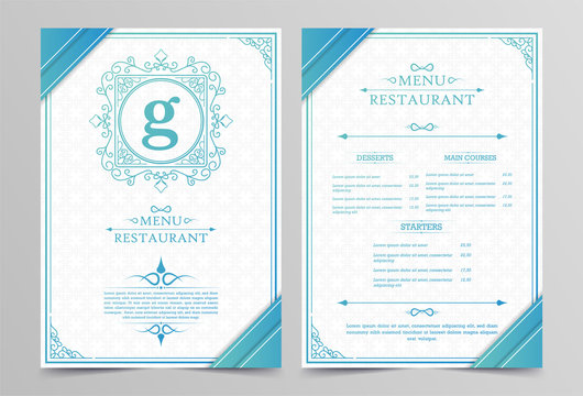 Modern menu Layout with Ornamental Elements.	

