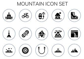 Modern Simple Set of mountain Vector filled Icons