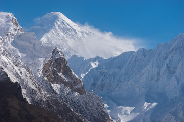 Fototapeta na wymiar Diran mountain peak in Karakoram mountains range in Hunza valley, Gilgit Baltistan in Pakistan