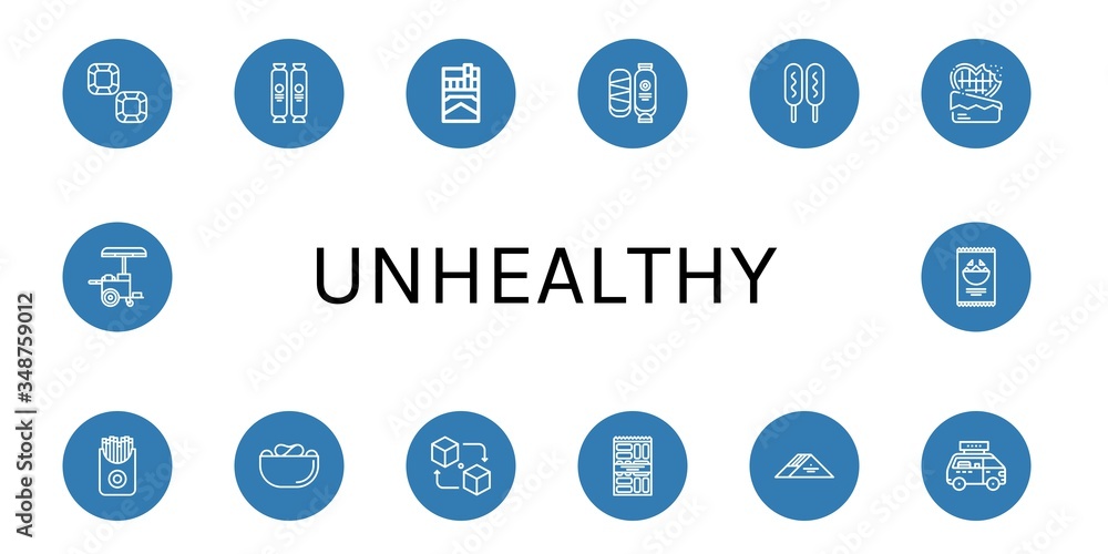 Wall mural unhealthy simple icons set