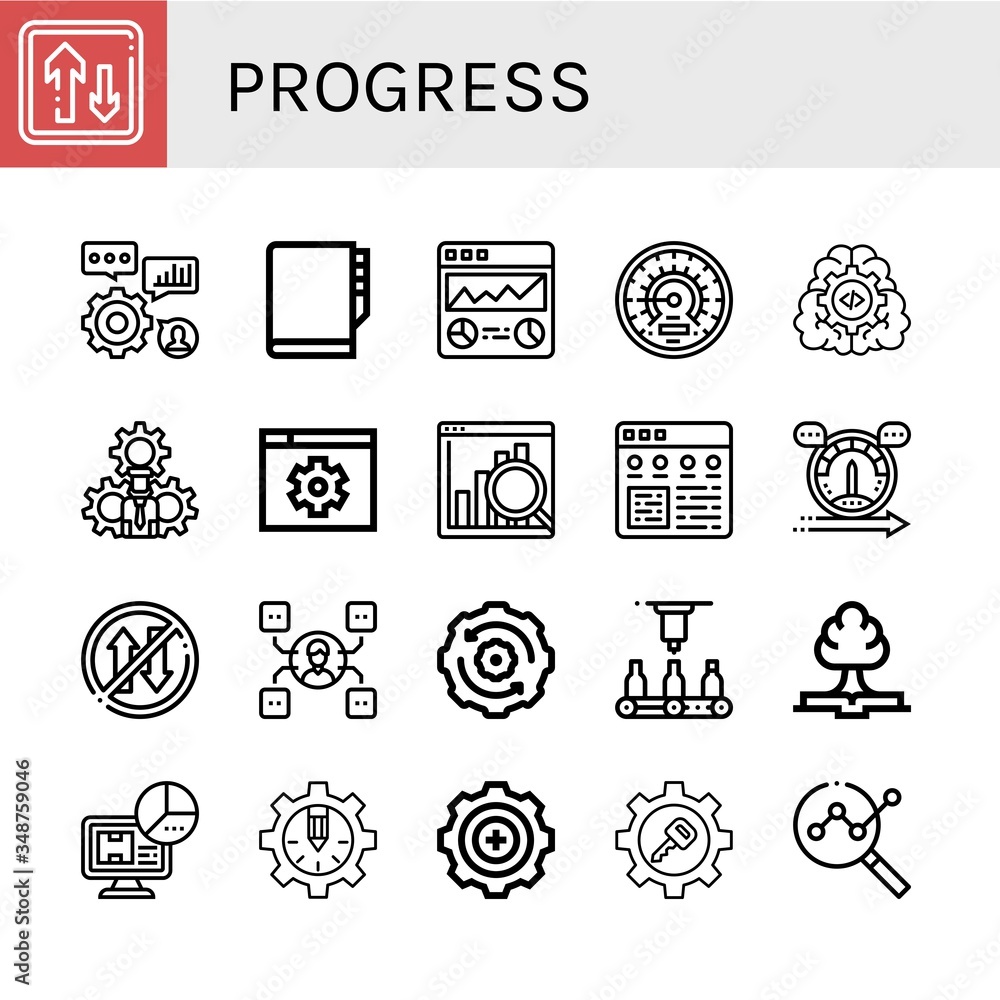 Poster progress simple icons set