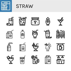 straw simple icons set