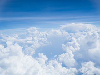 View of blue sky background with white cloud on high level