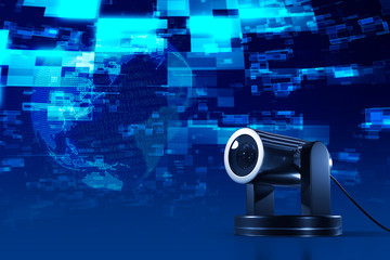 ネットワークカメラと通信・グローバルビジネスの3Dグラフィックス