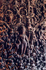 Thailand, Pattaya December 2019 Fragment of the Temple of truth in Pattaya. A huge wooden temple with carved decorations. Buddhist temple. Religious building in Pattaya Tourist attraction of Thailand