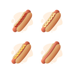 hot dogs. vector illustration. fast food. sausage picture. isolated on white background