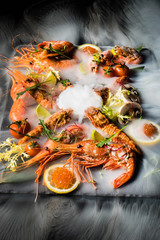 shrimps on stone plate
