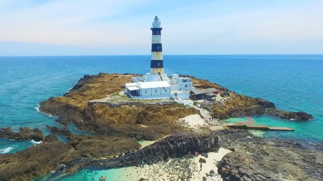 Mudouyu Lighthouse in Penghu Taiwan (aerial photography)